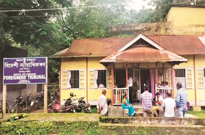An old photo of the Foreign Tribunal building in Barpeta, where victims sit for hours outside such offices.