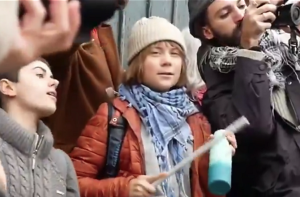 گرینڈ کینال پر گرین ڈائی کلائمیٹ مظاہرہ ،گریٹا تھنبرگ کی وینس میں داخلے پرپابندی