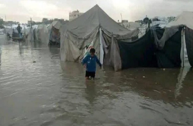 Rain in Gaza has made the situation worse. Photo: X