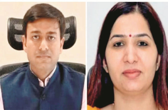 Former Municipal Commissioner Indurani Jakhar and current Municipal Commissioner Abhinav Goyal
