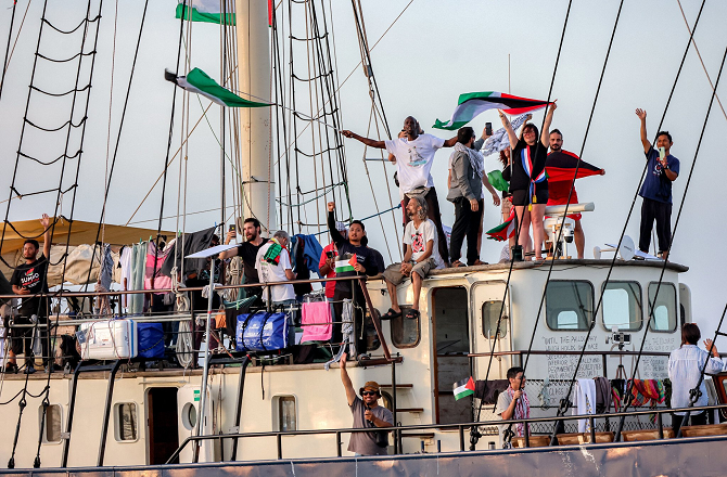 The morale of the Sumud Flotilla workers is high. Photo: X
