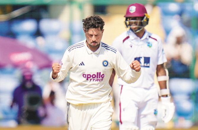 Kuldeep Yadav took 5 or more wickets in an innings for the fifth time in Test cricket. Photo: PTI