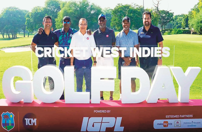 West Indian legends Sir vivian  Richards, Brian Lara and Richie Richardson during the event at Qutub Golf Course. Photo: INN