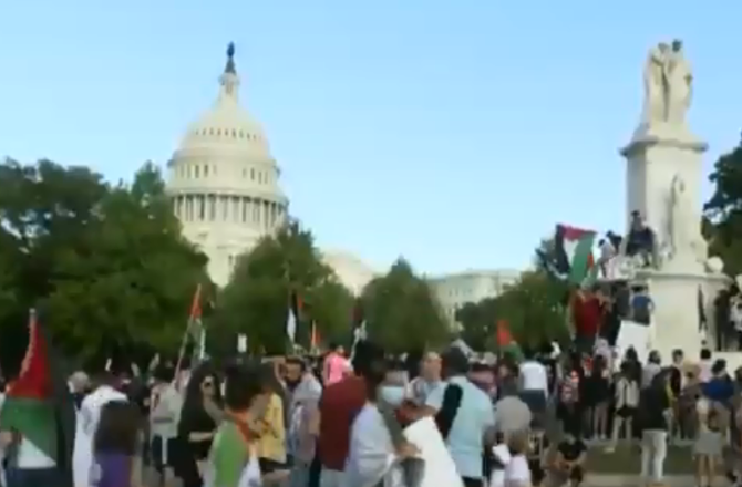 A scene from a demonstration against the Gaza war in the US. Photo: X