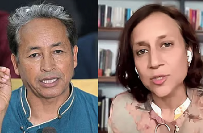 Sonam Wangchuk`s wife and Sonam Wangchuk. Photo: INN