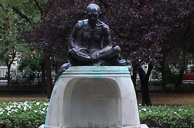 The historic statue of Gandhiji near the University of London. Photo: INN