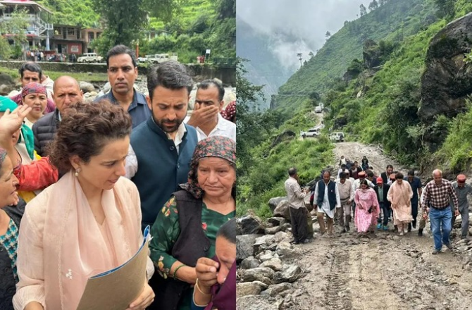 Kangana Ranaut visiting flood-affected areas in Himachal Pradesh. Photo: X