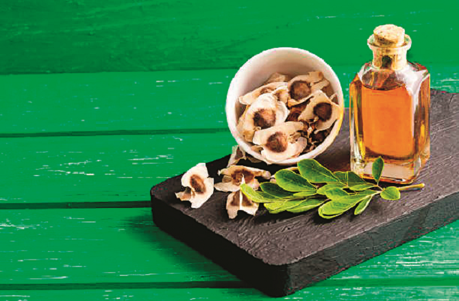 Moringa Oil&nbsp;مورنگا آئل اولیک ایسڈ کا بہترین ذریعہ ہے۔ یہ تیل جلد کو ہائیڈریٹ رکھتا ہے۔ اس سے گریسی لُک حاصل ہوتا ہے۔ یہ تیل ڈرائی اسکن کے لئے موزوں سمجھا جاتا ہے۔ یہ تیل جلد کو نمی فراہم کرکے ایک بہترین میک اَپ لُک دیتا ہے۔