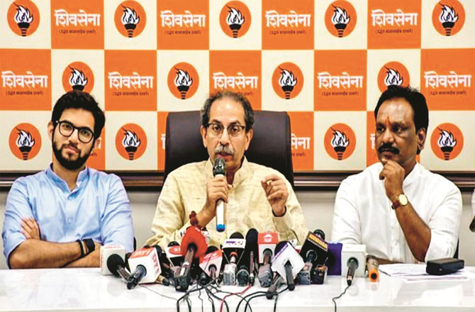 Ambadas Danve, Uddhav Thackeray, and Aaditya Thackeray (file photo)