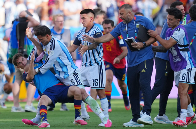 There was a scuffle between Argentina and Spain in the final match of the FIFA World Cup 2026. Photo: INN