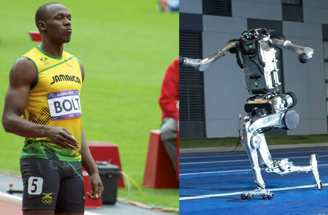 Usain And Robot.Photo:INN