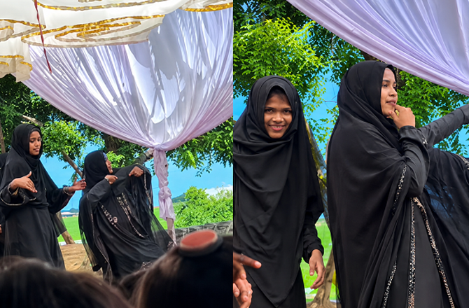 Image taken from a video of burqa-clad students dancing. Photo: X