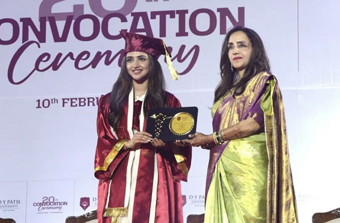 Sreeleela can be seen receiving her MBBS degree. Photo: INN