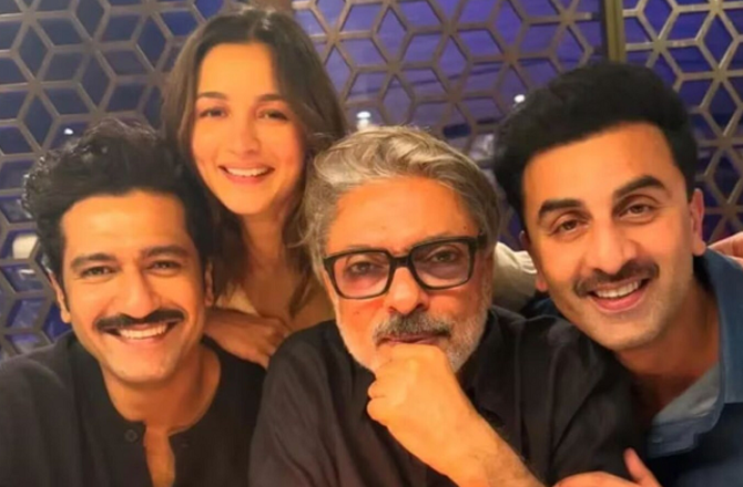 Sanjay Leela Bhansali with the star cast of the film `Love and War`. Photo: INN
