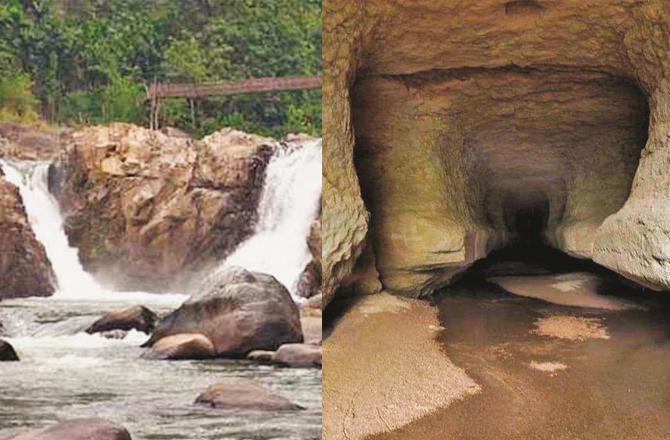 The first picture shows the Sejo Cave in the Garo Hills, while the second picture shows the Rongbang Dere Waterfall. Photo: INN