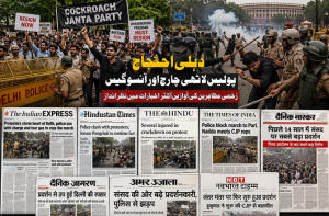 دہلی احتجاج: ملکی اخبارات میں پولیس کریک ڈاؤن نمایاں، مظاہرین کا مؤقف محدود