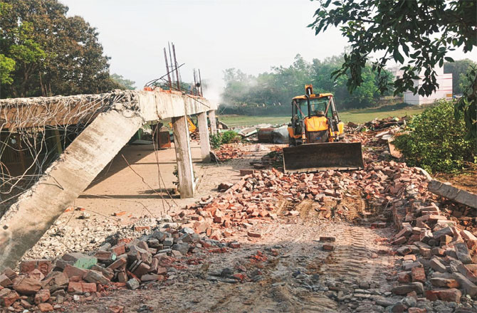 8 JCB machines were used to demolish the mosque.