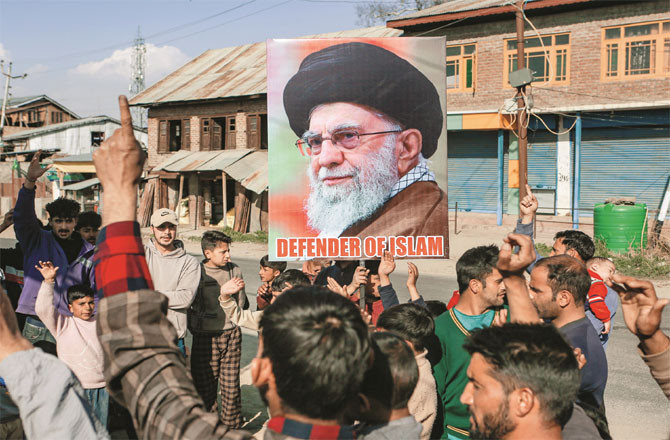 Shia Muslims in Jammu and Kashmir on Saturday held a protest against the US and Israel, waving posters of Khamenei, following the attack on Iran.