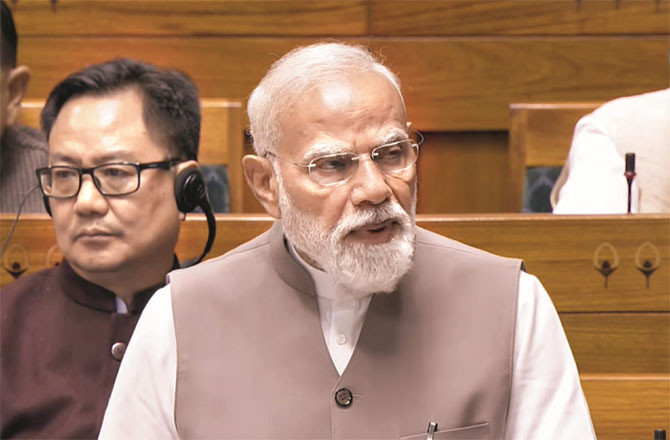 Prime Minister Modi speaking in the Lok Sabha (Photo: PTI)