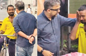 سائیکل پر ڈیلیوری کرنے والاورکر اسکوٹر کا تحفہ ملنے پر روپڑا 