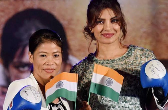 Marykom And Priyanka.Photo;INN