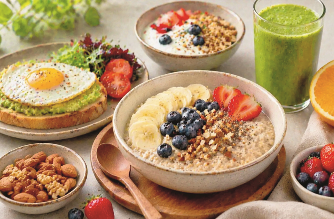 Opt for foods rich in protein and fiber for breakfast instead of sugary and processed foods. Photo: INN