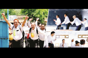 ۷۶ء کے بیچ کے طلباء پانی کی بوتل اور بستہ لٹکائے اسکول پہنچے