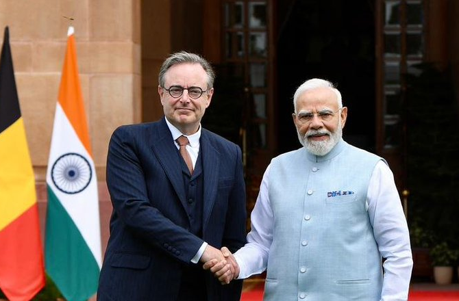 Prime Minister Narendra Modi with Belgian Prime Minister Bart de Wever. Photo: X